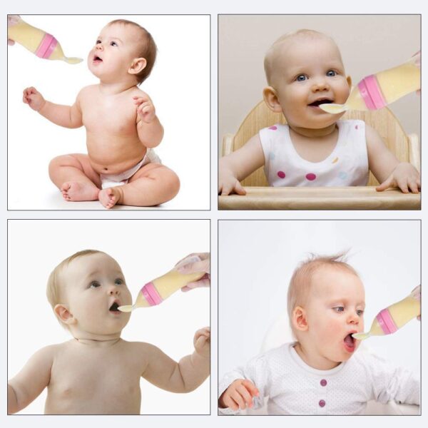 Silicone New Born Baby Food Dispensing Feeder Spoon Transparent