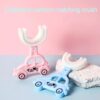 U-Shaped Cartoon Prints Car Shape Fancy Silicone Baby Toothbrush