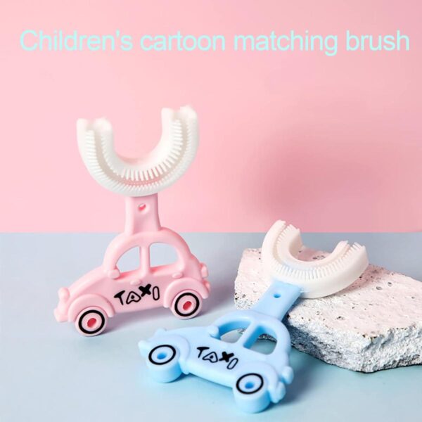 U-Shaped Cartoon Prints Car Shape Fancy Silicone Baby Toothbrush
