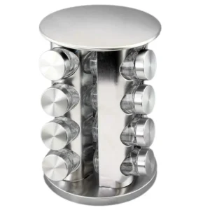 16pcs Rotating Spice Rack Stainless Steel Spice Rack Organizer Round Shape