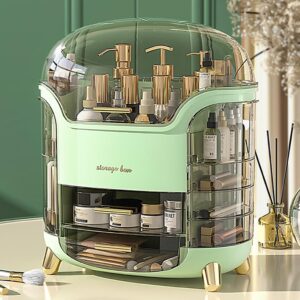 Dressing Table Organizer Large Makeup Organizer Multi Layer Open Cosmetics Case with Lipstick Storage Slots for for Bathroom Countertop, Bedroom, Dresser,Green