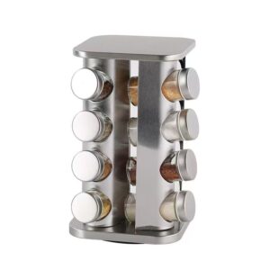 16pcs Rotating Spice Rack Stainless Steel Spice Rack Organizer Square Shape