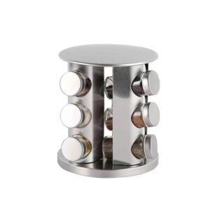 12pcs Rotating Spice Rack Stainless Steel Spice Rack Organizer Round Shape