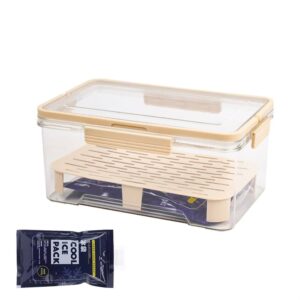 Portable Refrigerator Acrylic Crisper Box With Divider Plate And Ice Packs