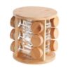 12 Jar Revolving Spice Rack Bamboo Rotating Standing Seasoning Rack Shelf Round Shape