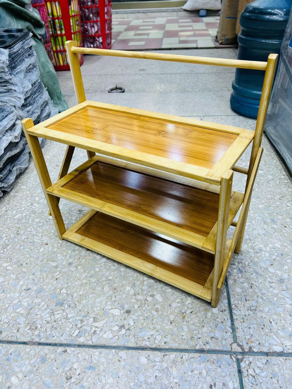 3-Tier Folding Bamboo Multi-Purpose Desktop Display Organizer Rack